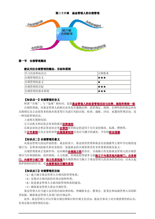 基金从业资格考试法律法规讲义基金管理人的合规管理