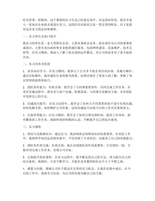 暑期政企实习报告