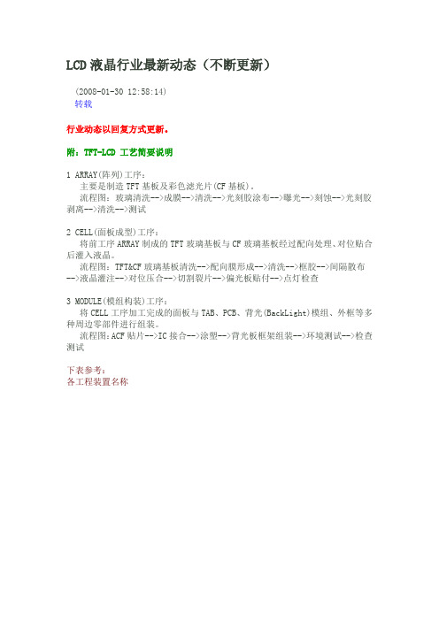 LTFT-LCD 工艺简要说明