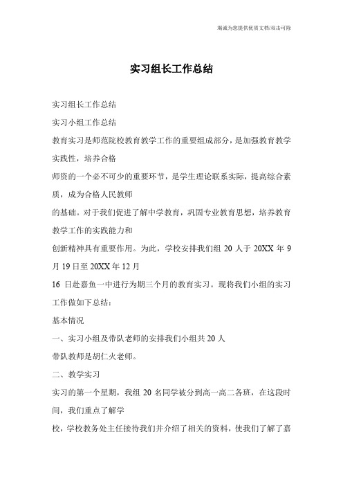 实习组长工作总结_0