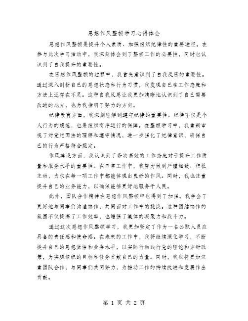 思想作风整顿学习心得体会