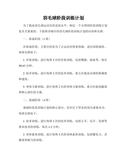 羽毛球阶段训练计划