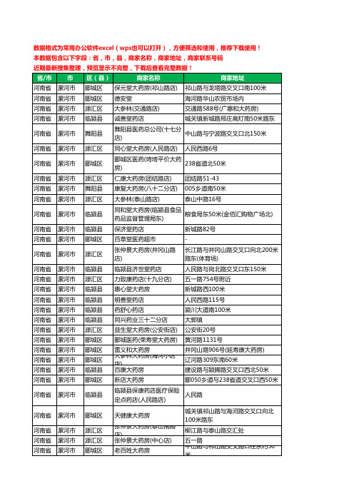 2020新版河南省漯河市药工商企业公司商家名录名单黄页联系电话号码地址大全558家