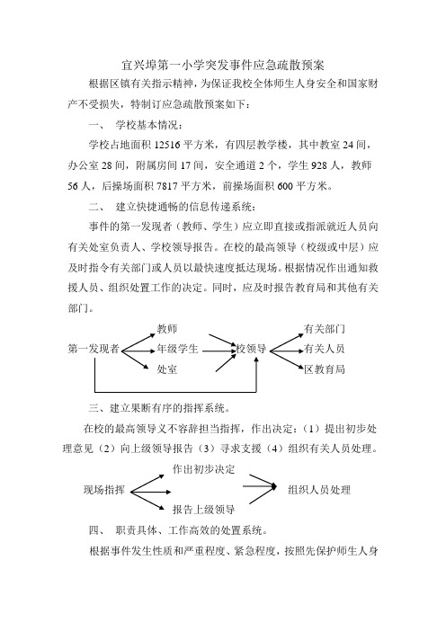 宜兴埠第一小学突发事件应急疏散预案