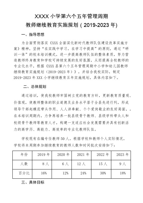 小学2019-2023继续教育规划