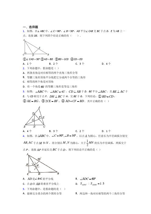 青岛市八年级数学上册第三单元《轴对称》测试卷(答案解析)