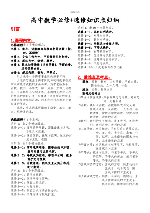 高中数学知识点归纳总结