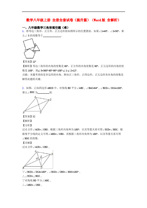 数学八年级上册 全册全套试卷(提升篇)(Word版 含解析)