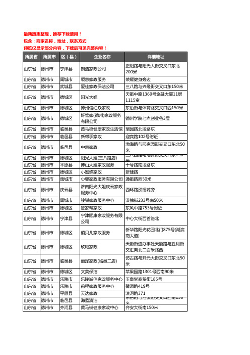 新版山东省德州市家政企业公司商家户名录单联系方式地址大全220家