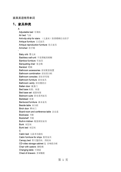 家具英语常用单词-25页文档资料