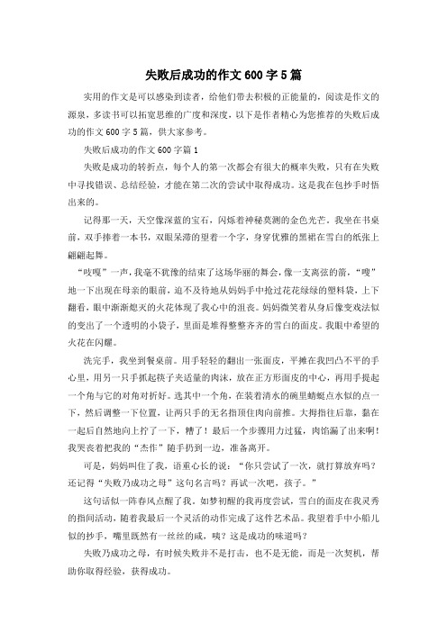 失败后成功的作文600字5篇