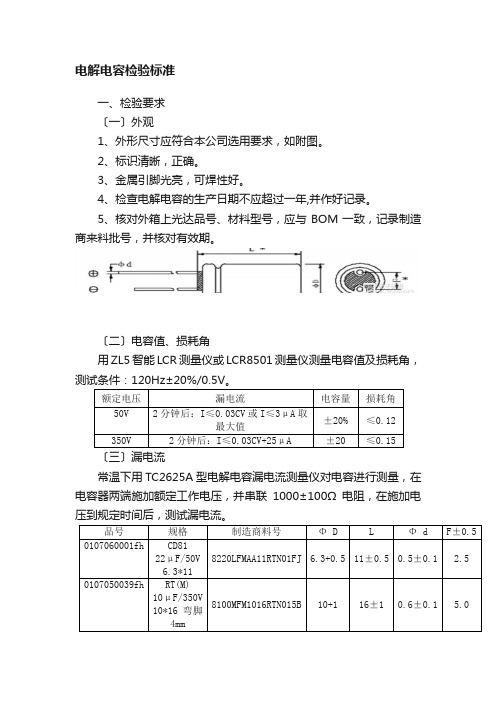 电解电容检验标准