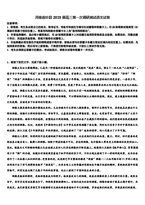 河南省叶县2025届高三第一次调研测试语文试卷含解析