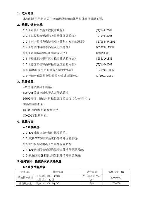 聚苯板外墙外保温系统验收及检验细则