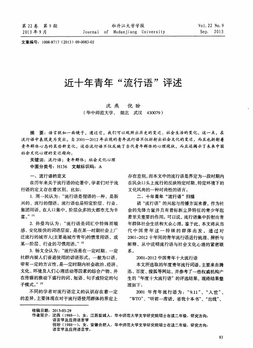 近十年青年“流行语”评述