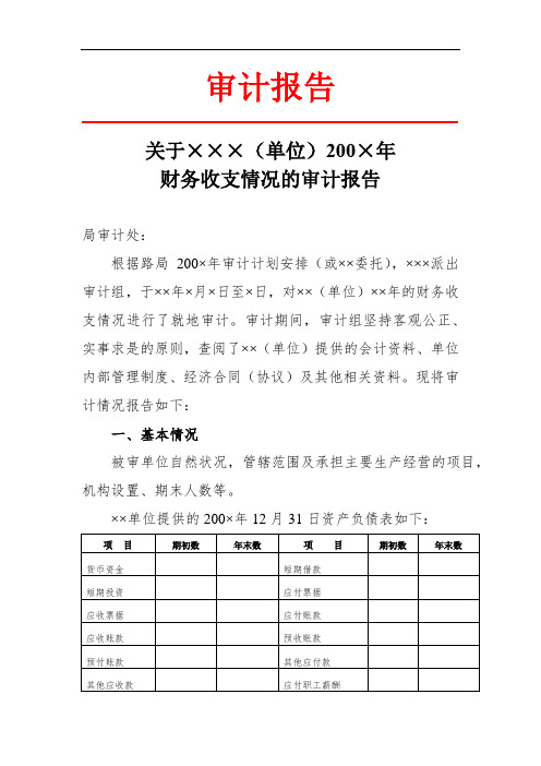 财务收支情况的审计报告-模板