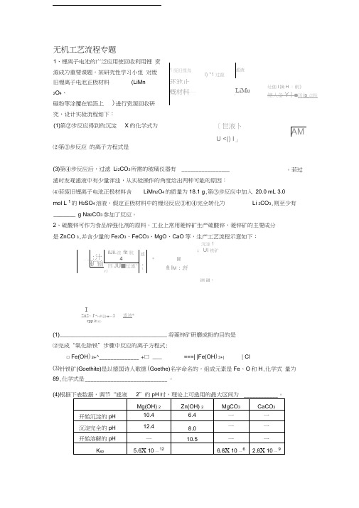 无机工艺流程专题讲解学习