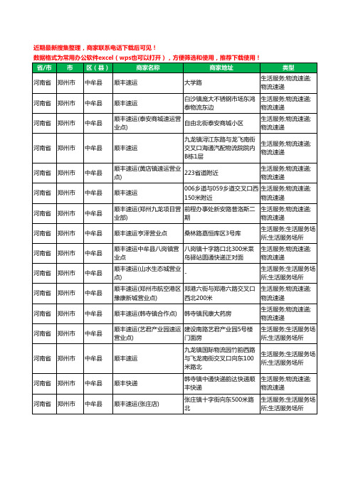 2020新版河南省郑州市中牟县顺丰快递工商企业公司商家名录名单黄页联系方式电话大全16家