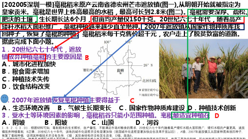 广东省深圳市2019-2020学年高三下学期第一次调研(一模)考试文综地理试题