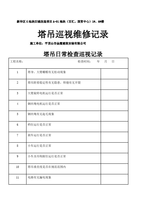 塔吊日常检查巡视记录