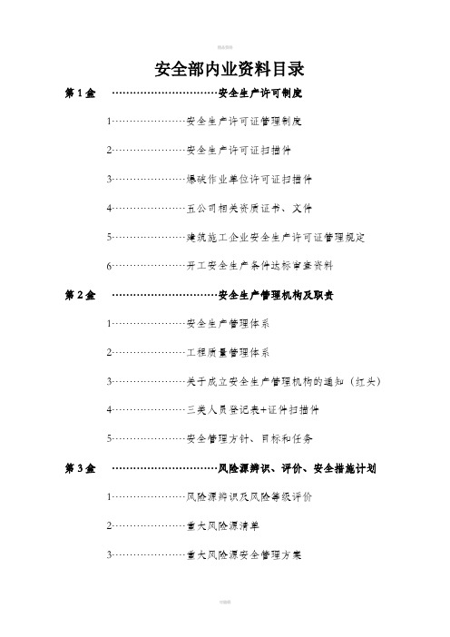 内业资料目录