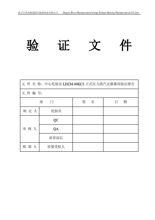 2015年新版LDZM-80KCS立式压力蒸汽灭菌器验证要点