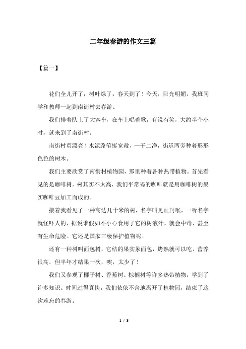 二年级春游的作文三篇