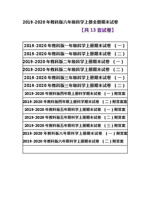 2019-2020年教科版科学上册全册期末考试试卷附答案【共13套试卷】