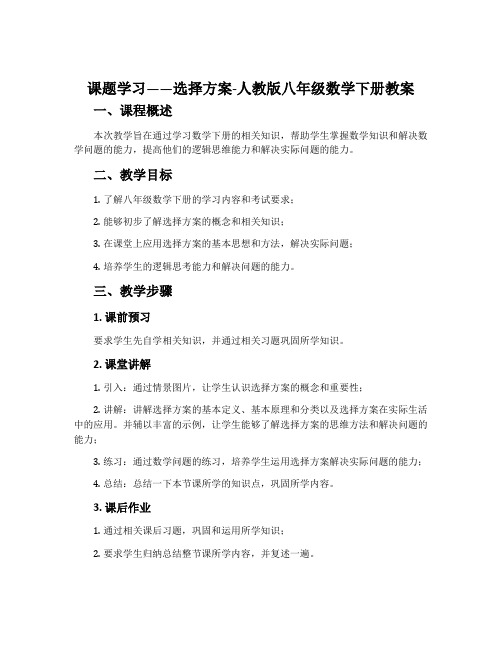 19.课题学习——选择方案-人教版八年级数学下册教案