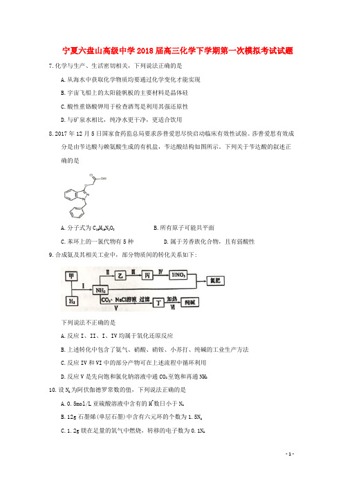 宁夏六盘山高级中学高三化学下学期第一次模拟考试试题