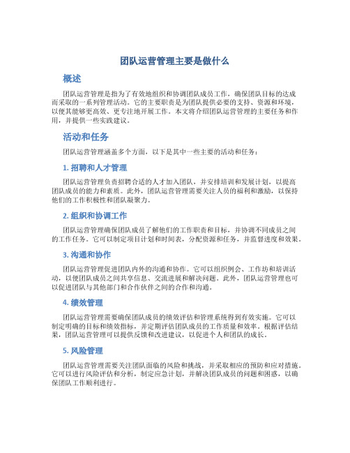 团队运营管理主要是做什么