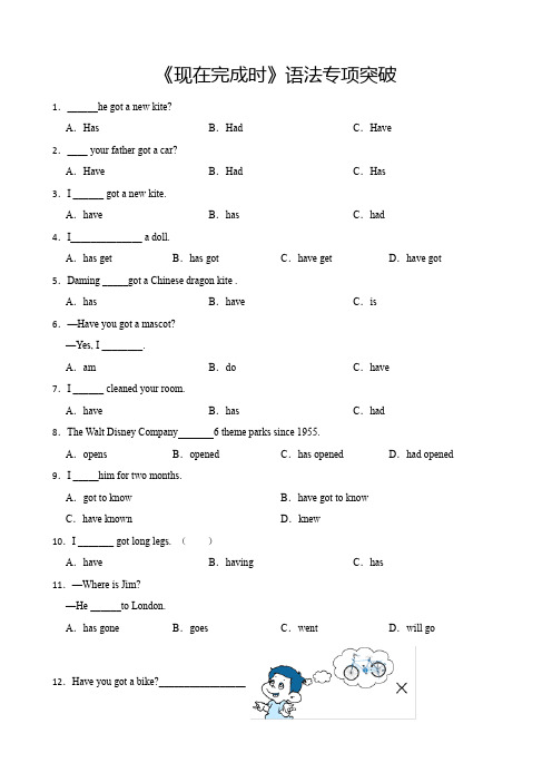 小学英语语法专项《现在完成时》练习附解析答案