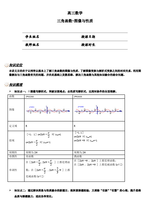 高考培优课程秋季数学讲义：三角函数-图像与性质【讲师版】