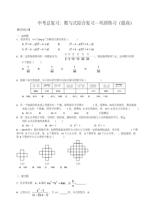 北师大初中数学中考总复习：数与式综合复习--巩固练习(提高)-精品