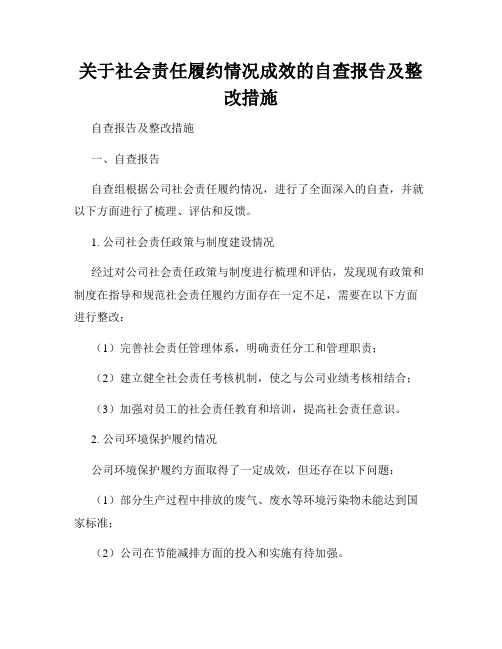 关于社会责任履约情况成效的自查报告及整改措施