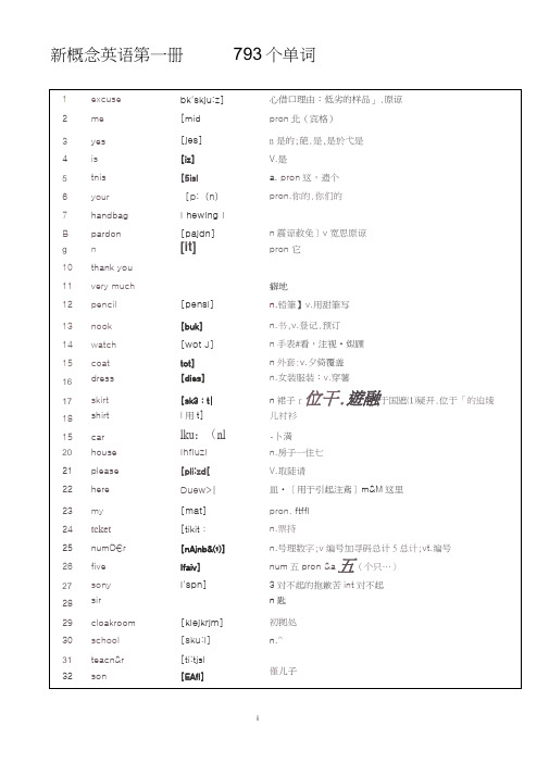 新概念英语第一册单词表(-完整版)