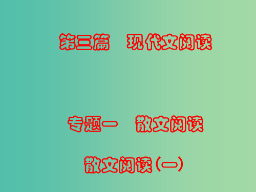 中考语文 第三篇 现代文阅读 文学类作品阅读 专题一 散文阅读(一)练习