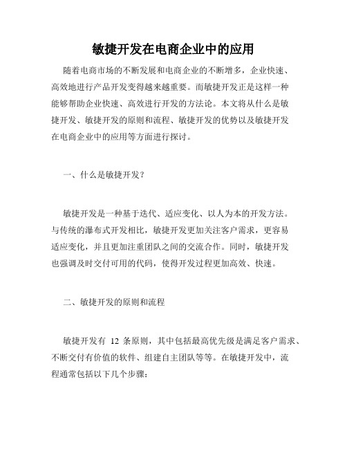 敏捷开发在电商企业中的应用