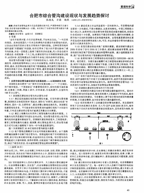 合肥市综合管沟建设现状与发展趋势探讨