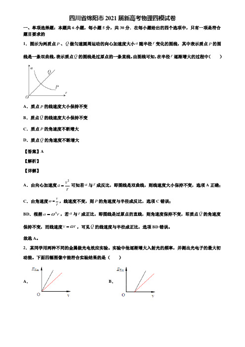 四川省绵阳市2021届新高考物理四模试卷含解析