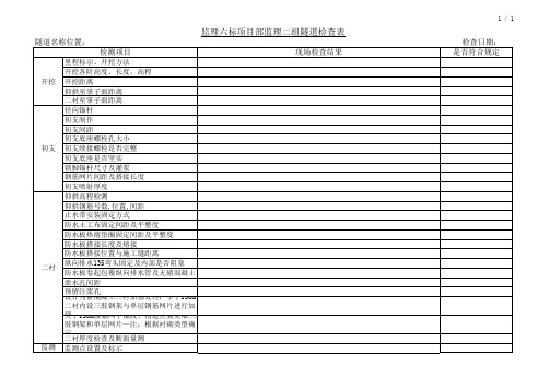 隧道检查表格