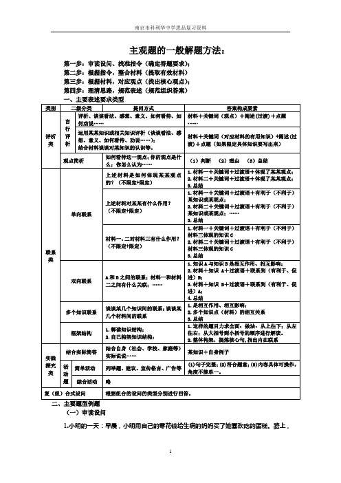 主观题的一般解题方法