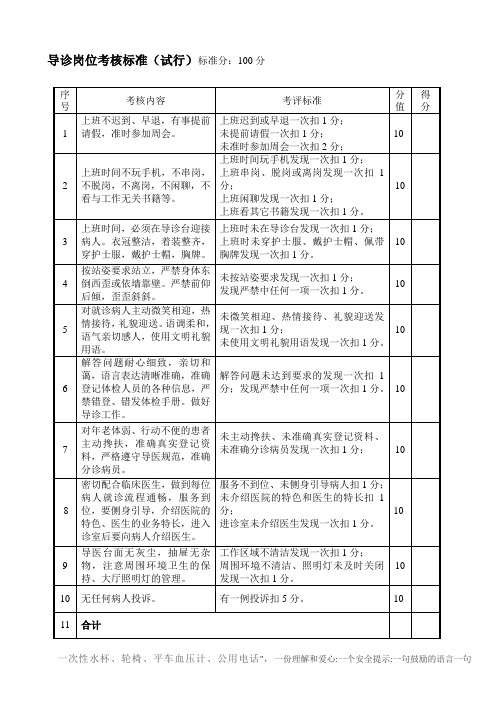 导医考核标准