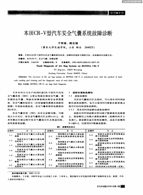 本HCR—Ⅴ型汽车安全气囊系统故障诊断