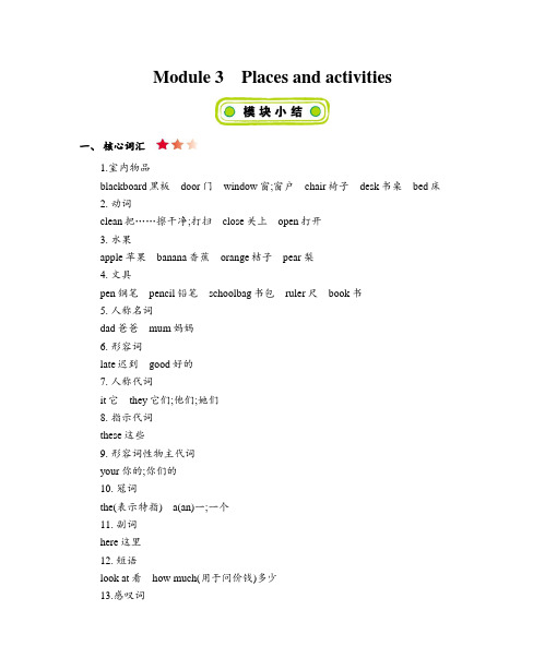 沪教牛津版版三年级上册英语  Module 3 知识清单