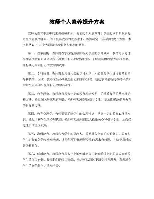 教师个人素养提升方案