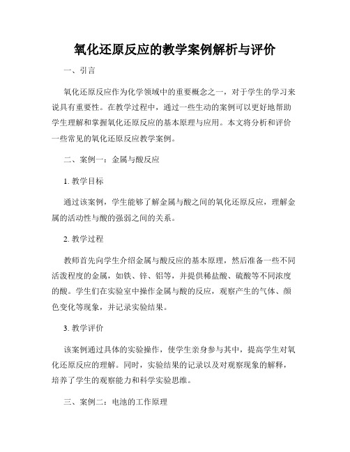 氧化还原反应的教学案例解析与评价