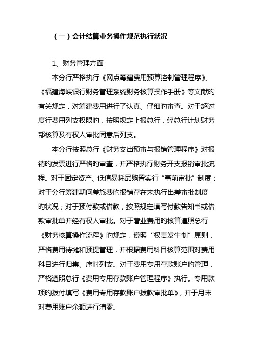 银行会计结算制度执行情况报告