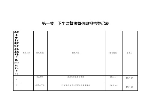 第一节  卫生监督协管信息报告登记表