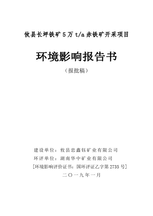 攸县长坪铁矿5万ta赤铁矿开采项目